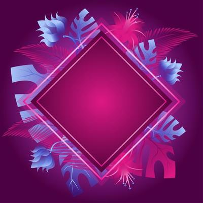 Purple Floral Background with Neon Effects and Highlights