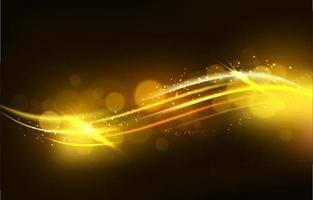 Sparkling gold wave on dark brown background vector