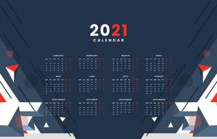 Abstract Techno Geometric 2021 Calendar Concept vector