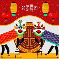 Lion Dance on New Year vector