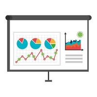 infographic of stock market variation by covid 19 with paper board vector