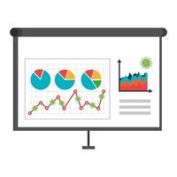 infografía de variación del mercado de valores por covid 19 con cartón vector