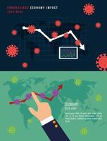 infographic of economy impact by covid 19 vector