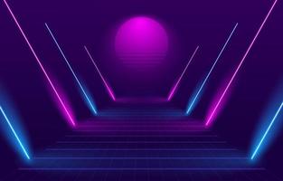 80s Style Path With Neon Lights vector