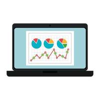 stock market variation by covid 19 with laptop and icons vector