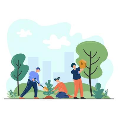 Eco Volunteers Planting Tree in a Park