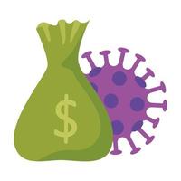 money bag with particle covid 19 vector