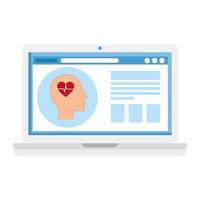 medicine online technology with laptop and head profile vector