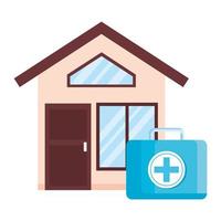 medical kit handle with house facade vector