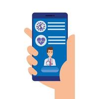 medicine online technology with smartphone and doctor vector