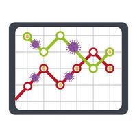 stock market variation by covid 19 with tablet device and icons vector