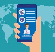 medicine online technology with smartphone and doctor vector