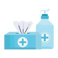 antibacterial soap bottle with damp cloths vector