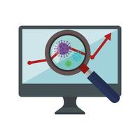 variación del mercado de valores por covid 19 con computadora e íconos vector