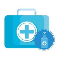 medical kit handle with antibacterial soap bottle vector