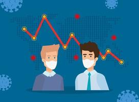 planet earth with businessman and statistics arrows vector