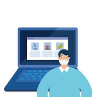 man with medicine online by test of covid 19 vector