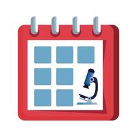 calendar reminder with microscope isolated icon vector
