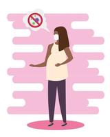 pregnancy woman using face mask for covid19 pandemic vector