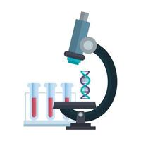 microscope laboratory with dna structure and tubes test vector