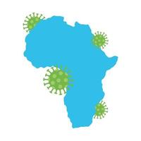 continente africano con partículas covid19 vector