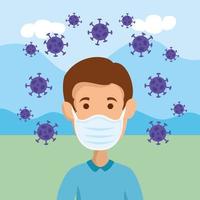 man using facer mask for covid19 pandemic vector