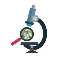 microscope laboratory with microorganisms and magnifying glass vector