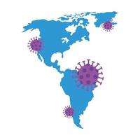 american continent with covid19 particles vector