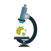 microscope with particles covid 19 isolated icon vector