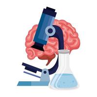 microscope with brain human isolated icon vector