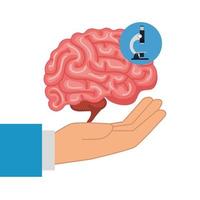 hand with brain and microscope vector