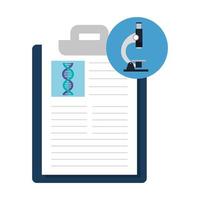 microscope with dna structure and clipboard vector