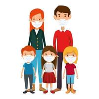 parents with children using face mask vector
