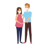 couple pregnancy using face mask vector