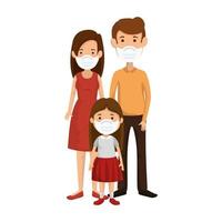 parents with daughter using face mask vector