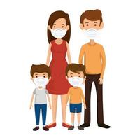 parents with children using face mask vector