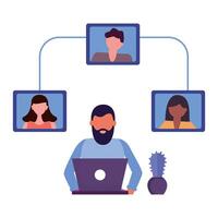 people connecting with video call technology vector