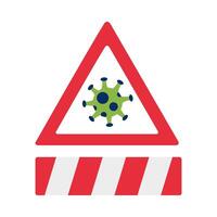 covid19 pandemic particle in alert sign vector