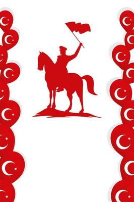 military soldier waving flag on horse with turkey flag border