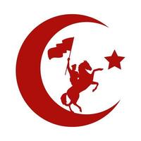 military soldier waving flag in horse with turkey symbol vector