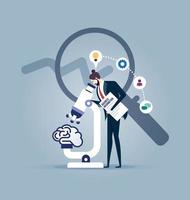 Businessman analysis brain with microscope  - Business concept vector