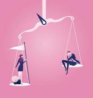 Businessman and businesswoman on scales - Business gender equality vector concept