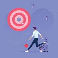 Business target concept-Businessman kicks a piece of big target to success vector