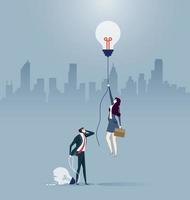 Businessman and woman created different ideas but only one is having success vector
