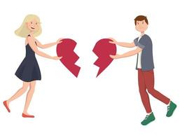 Guy and girl connecting heart. vector