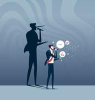 The Liar Concept, businessman with long nose shadow vector