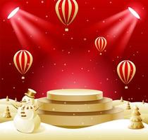 Abstract Podium Mock up, Show product Display, Christmas, Happy New Year, Vector Illustration.