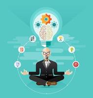 meditación de negocios antiguos y crea vector de idea