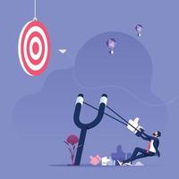Businessman aiming like icon with a slingshot to target-Social media marketing concept vector