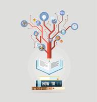 Book with knowledge business strategy plan concept vector